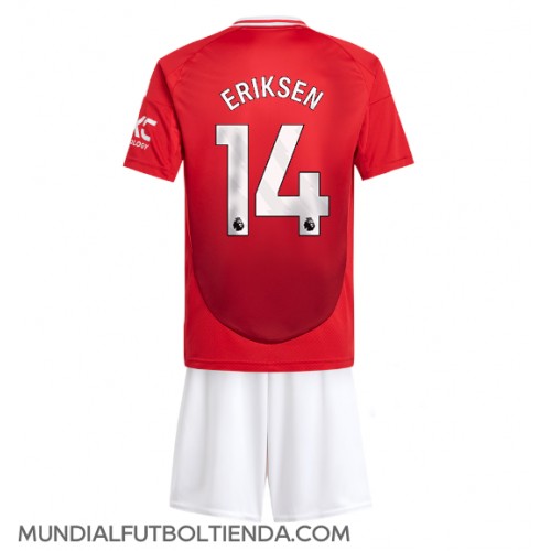 Camiseta Manchester United Christian Eriksen #14 Primera Equipación Replica 2024-25 para niños mangas cortas (+ Pantalones cortos)